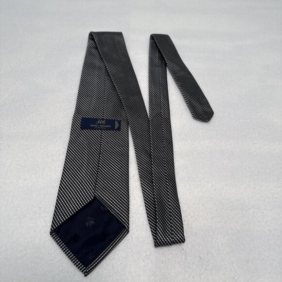 Brooks Brothers 346 Tie Mens Pure Silk Black Gray Checked 3.75" 60" USA Italy - Picture 5 of 7